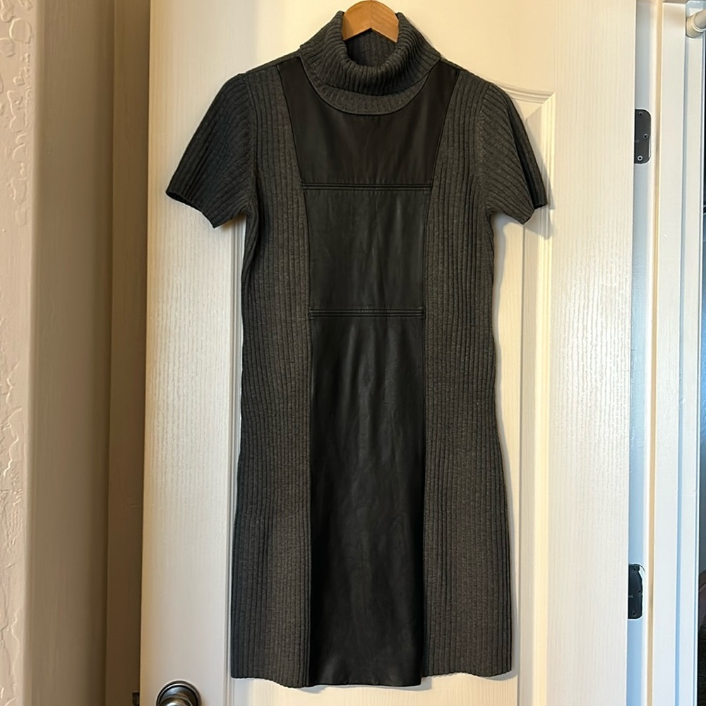 Calvin Klein Short Sleeve Faux Leather Dress